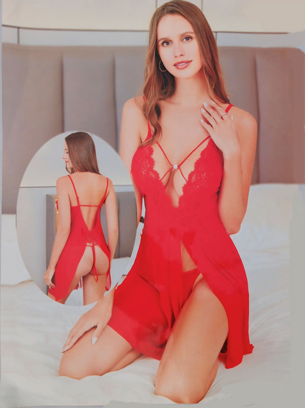 Red Net Nighty – Bold & Sensual Elegance