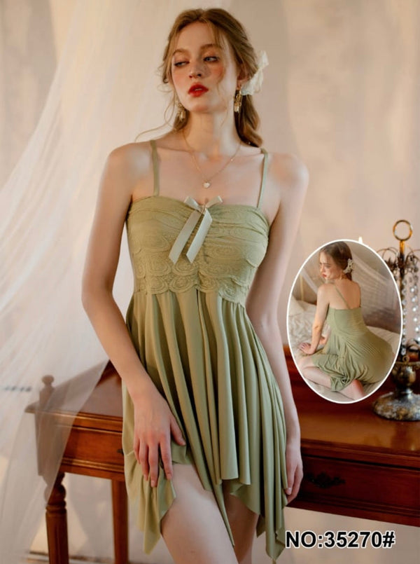 Soft Fabric Nightdress – Lace Trim & Flowing Hem