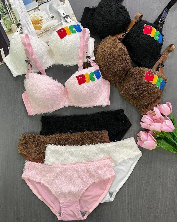 Fluffy Soft Bra & Panty Set – Cute Bear, Flurr Love, & Teddy Touch Feel